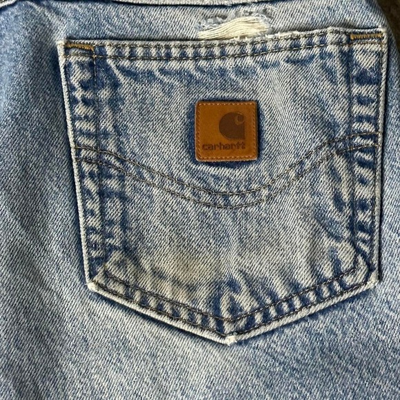 VINTAGE WORKWEAR SKATER CARHARTT BEAUTIFUL FADE JEANS SIZE 34x34 - Picture 5 of 6